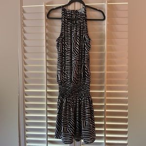 Veronica M Black and white print mini dress